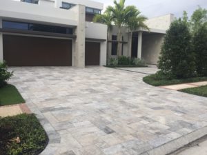 A gray stone driveway