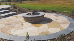 A firepit made of flagstone
