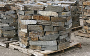 Wooden pallets with stone tiles
