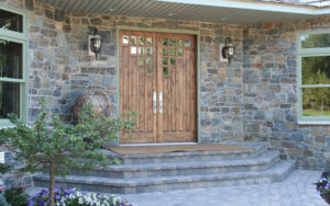 A wooden front door